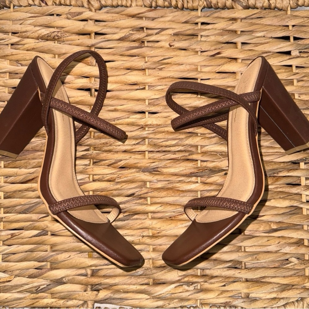 Brown Strappy Block Heel Sandals